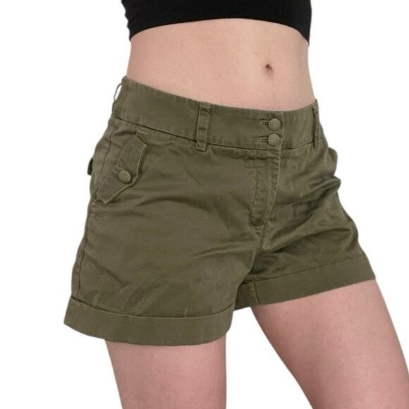 H&M Olive Green Mini Denim Shorts - Picture 3 of 7